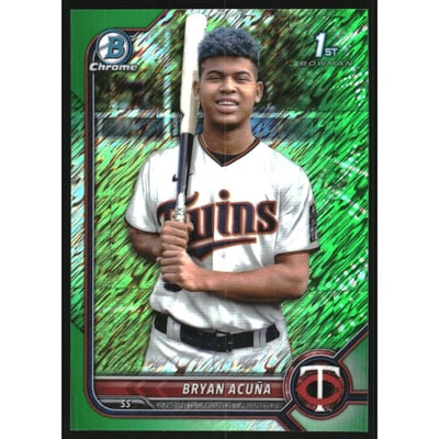 2022 Bowman Chrome Prospects Green Shimmer Refractors #BCP151 Bryan Acuna