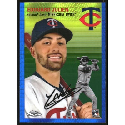 2023 Topps Chrome Platinum Anniversary Blue Prism Refractors #179 Edouard Julien