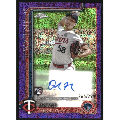2025 Topps Chrome Rookie Autographs Purple Speckle Refractors #RADF David Festa