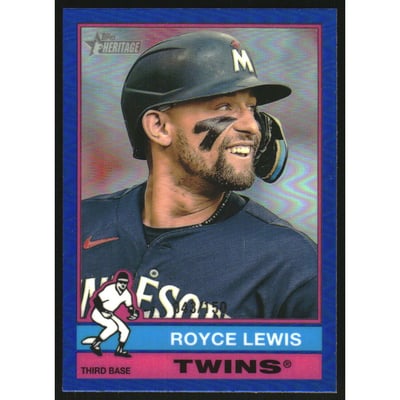 2025 Topps Heritage Chrome Blue Refractors #138 Royce Lewis