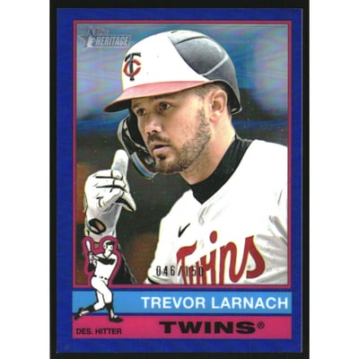 2025 Topps Heritage Chrome Blue Refractors #602 Trevor Larnach