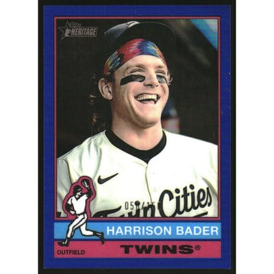 2025 Topps Heritage Chrome Blue Refractors #707 Harrison Bader SP