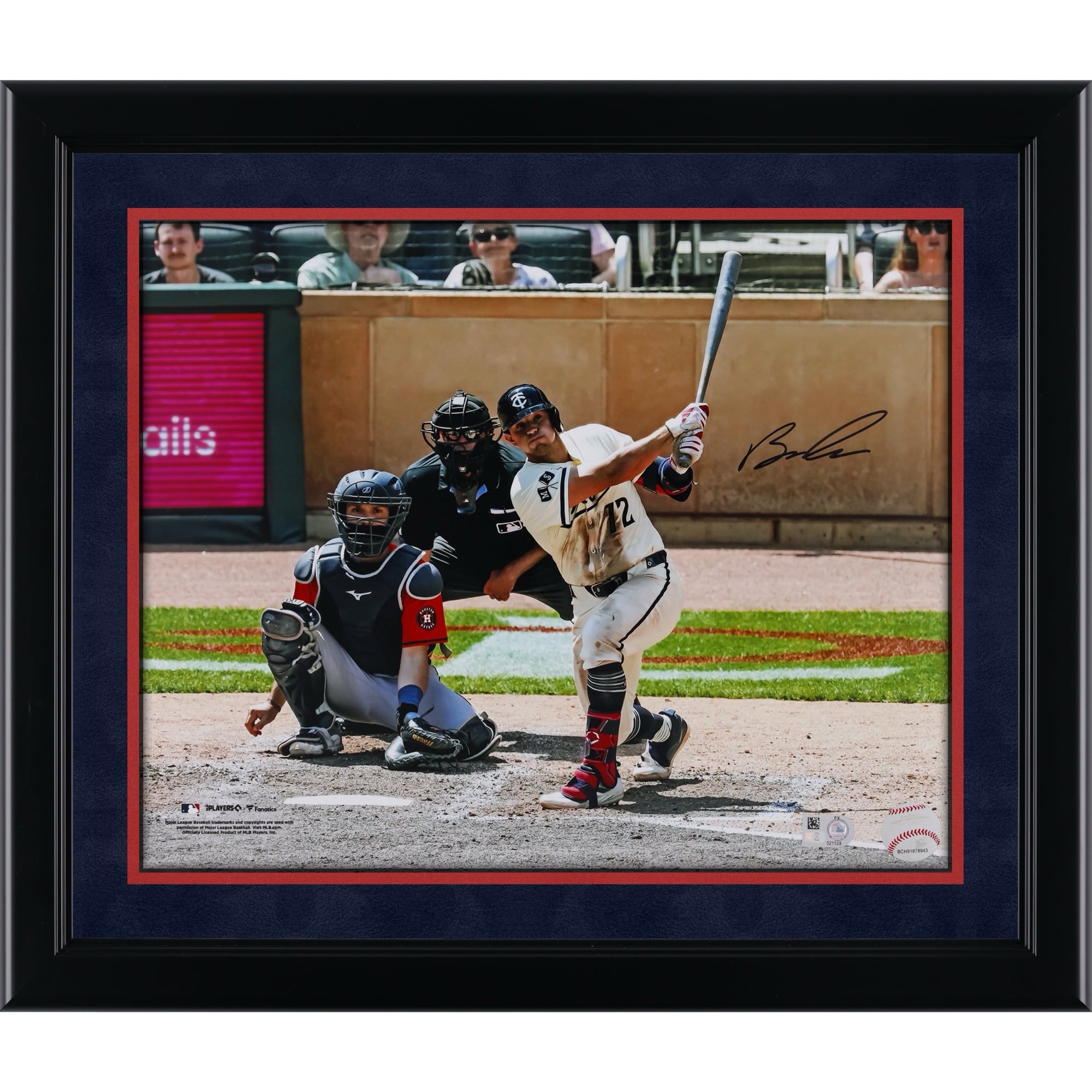Photographie de frappeur autographiée de 11 x 35 cm par Brooks Lee, des Twins du Minnesota