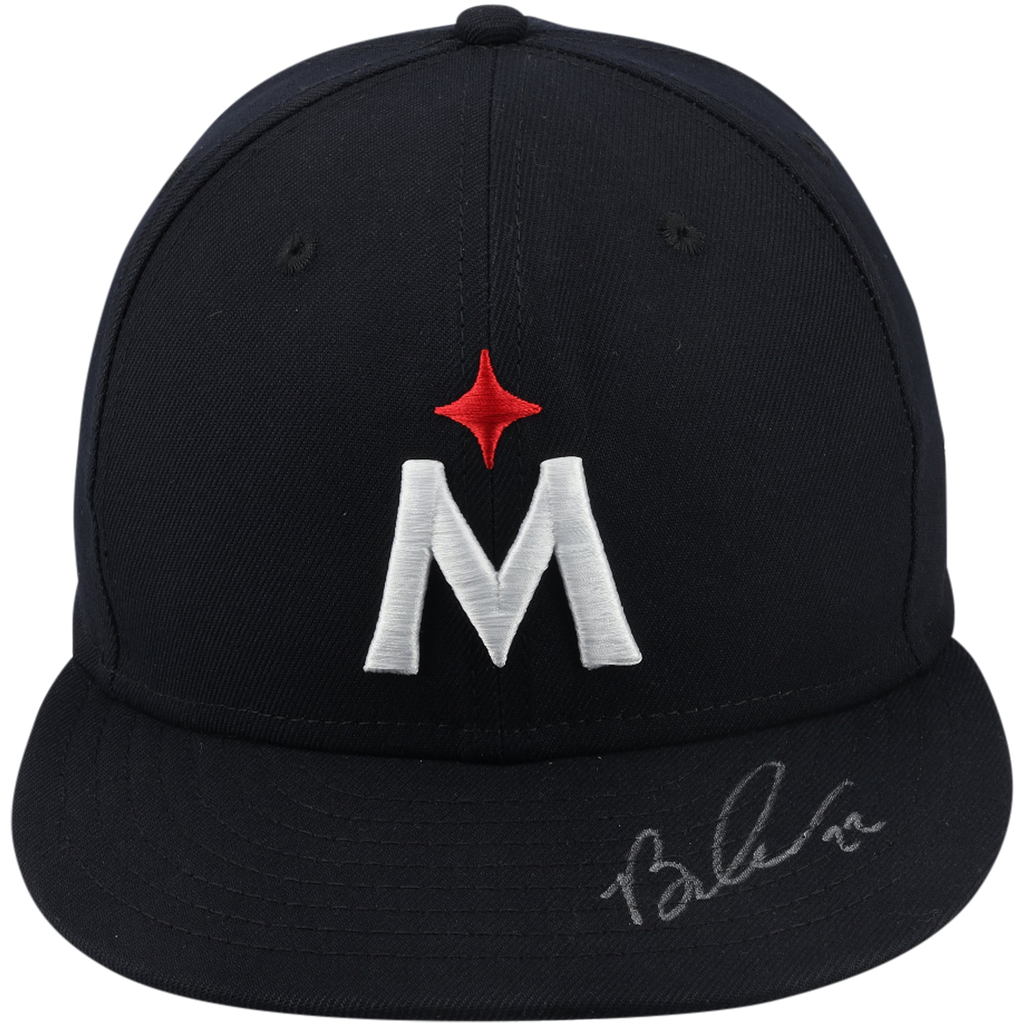 Casquette alternative bleu marine autographiée par Brooks Lee, portée lors d'un match des Minnesota Twins de la saison 2024 de la MLB.