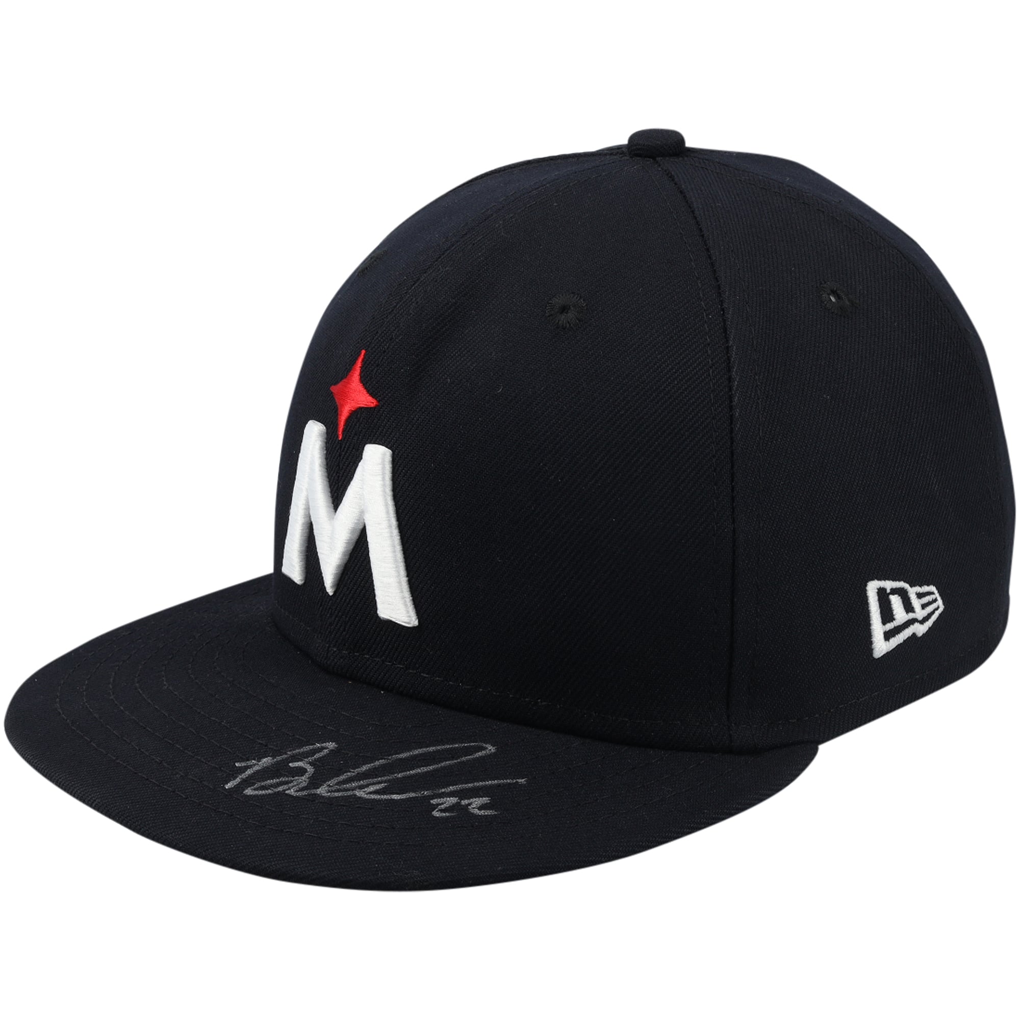 Casquette alternative bleu marine autographiée par Brooks Lee, portée lors d'un match des Minnesota Twins de la saison 2024 de la MLB.