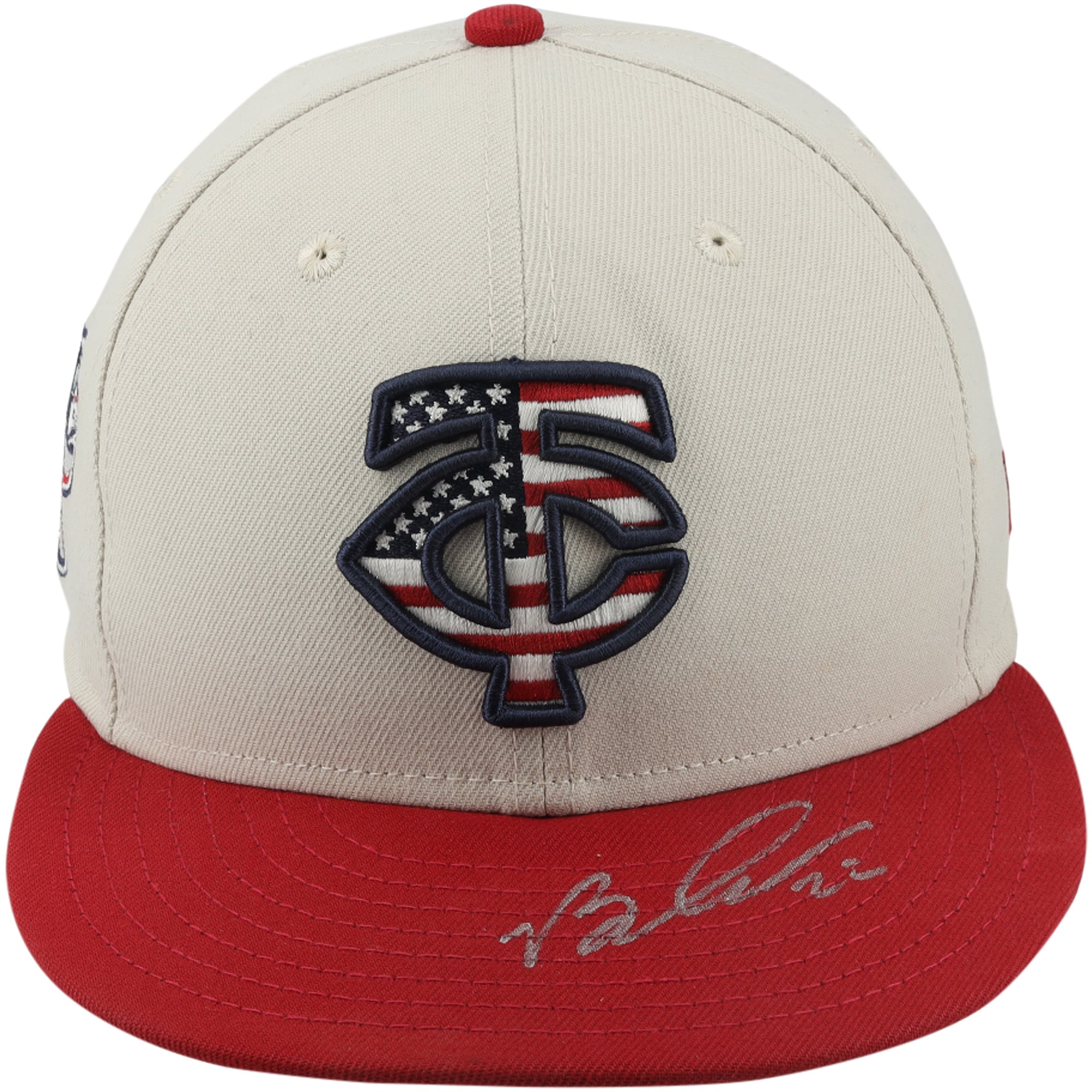 Casquette beige autographiée portée en match par Brooks Lee des Minnesota Twins lors de la saison 2024 de la MLB