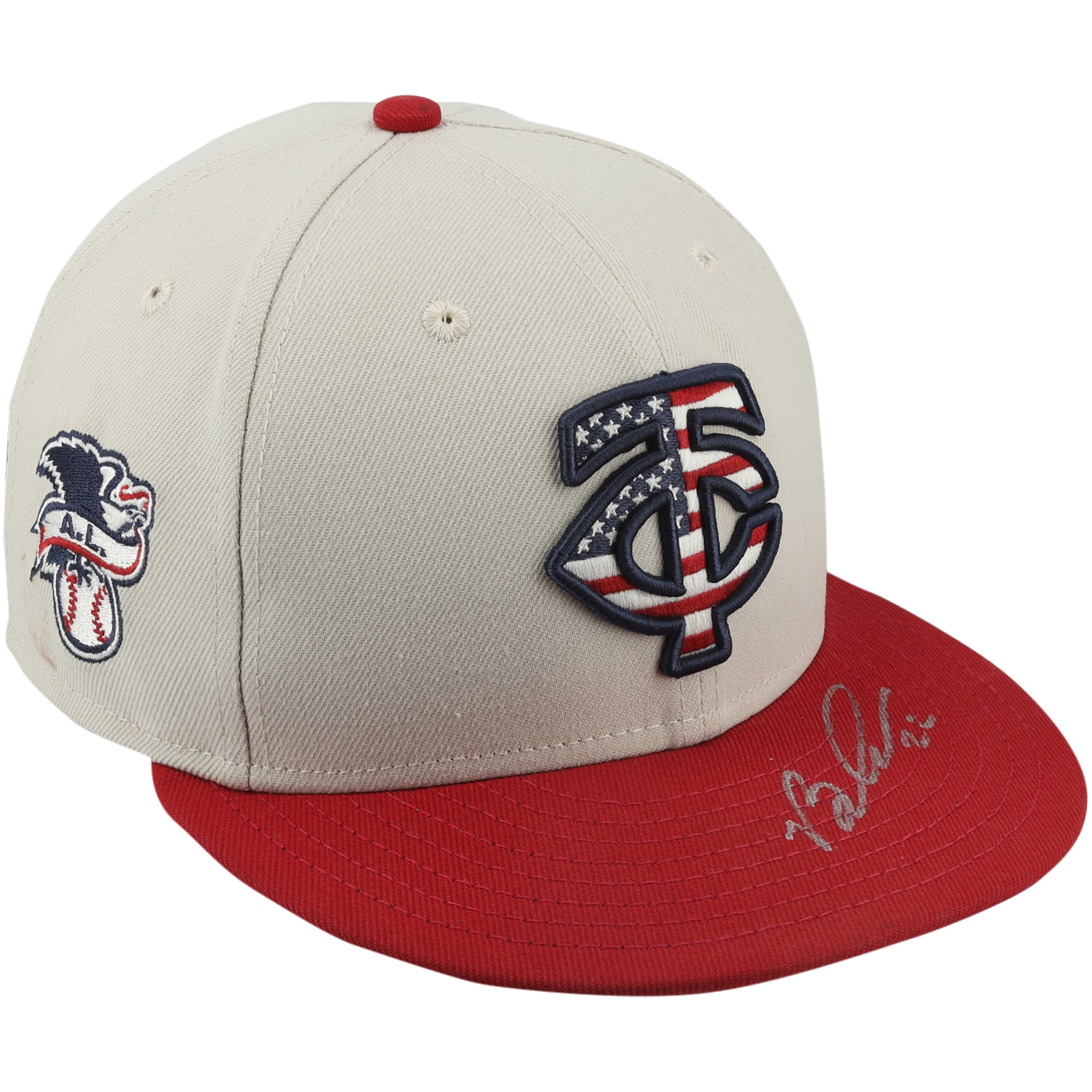 Casquette beige autographiée portée en match par Brooks Lee des Minnesota Twins lors de la saison 2024 de la MLB