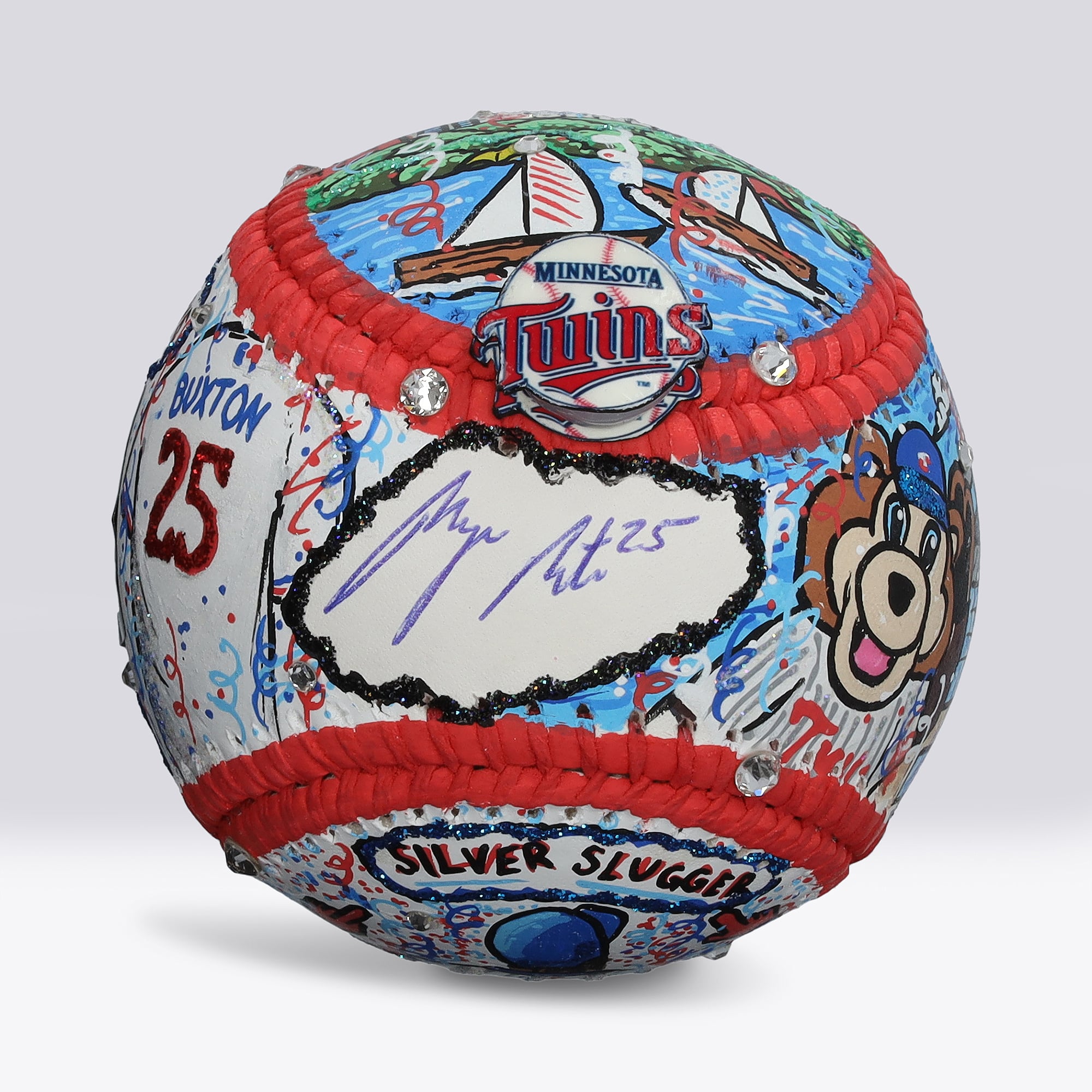 Byron Buxton Minnesota Twins Autographed Baseball - Art by Charles Fazzino - NF70446056