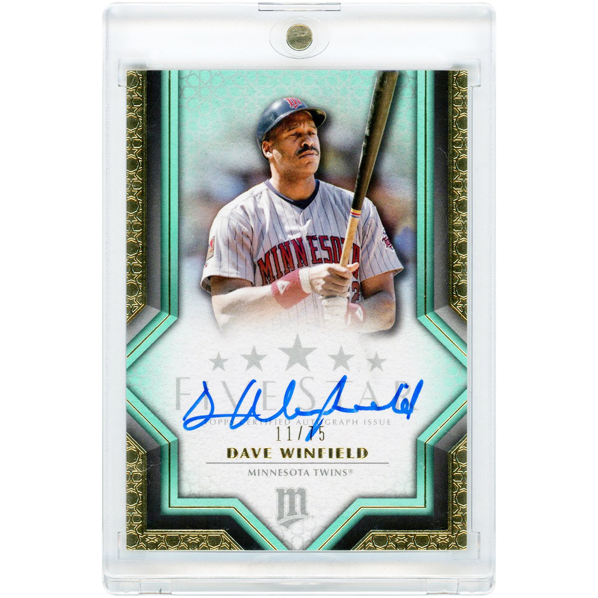 Carte autographiée Dave Winfield (Minnesota Twins) Topps Five Star 2023, couleur turquoise, numéro #FSA-DWI # 11