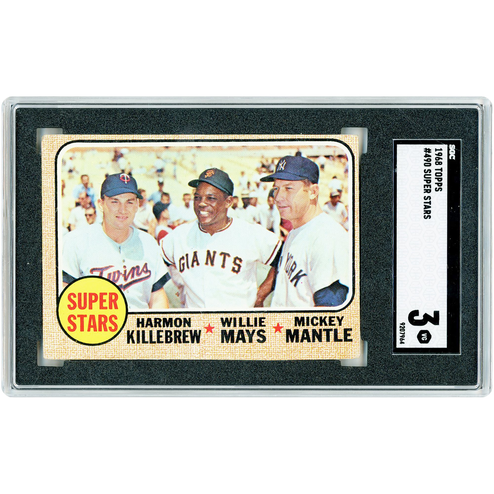 Harmon Killebrew, Willie Mays & Mickey Mantle 1968 Topps Super Stars #490 SGC Authenticated 3 Card
