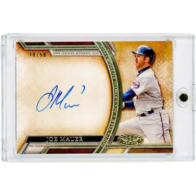Joe Mauer Minnesota Twins Autographed 2015 Topps Tier One #AA-JMR #18/50 Card