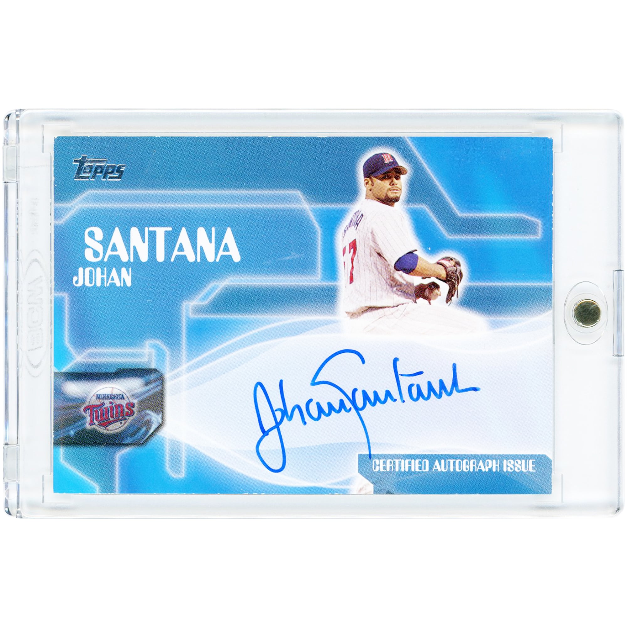 Carte Topps 2005 autographiée de Johan Santana (Minnesota Twins) #TA-JS