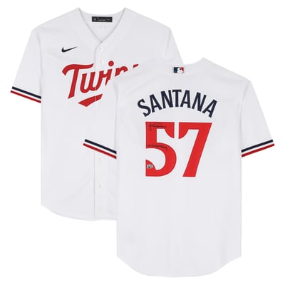 Johan Santana Minnesota Twins Autographed Fanatics Authentic White Nike Replica Jersey with "04, 06 AL Cy Young" Inscription 