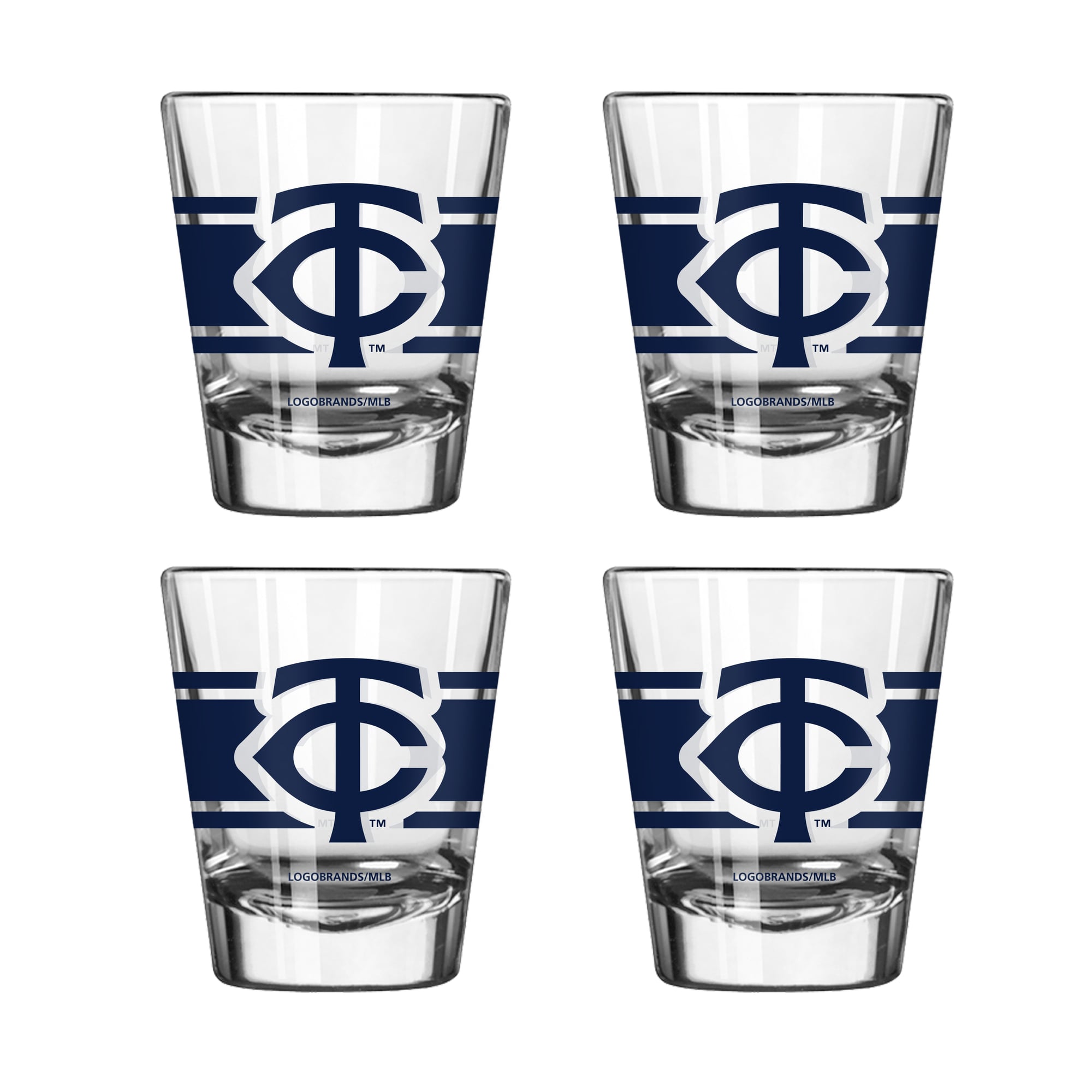 Ensemble de quatre verres à shot rayés Logo Brands Minnesota Twins
