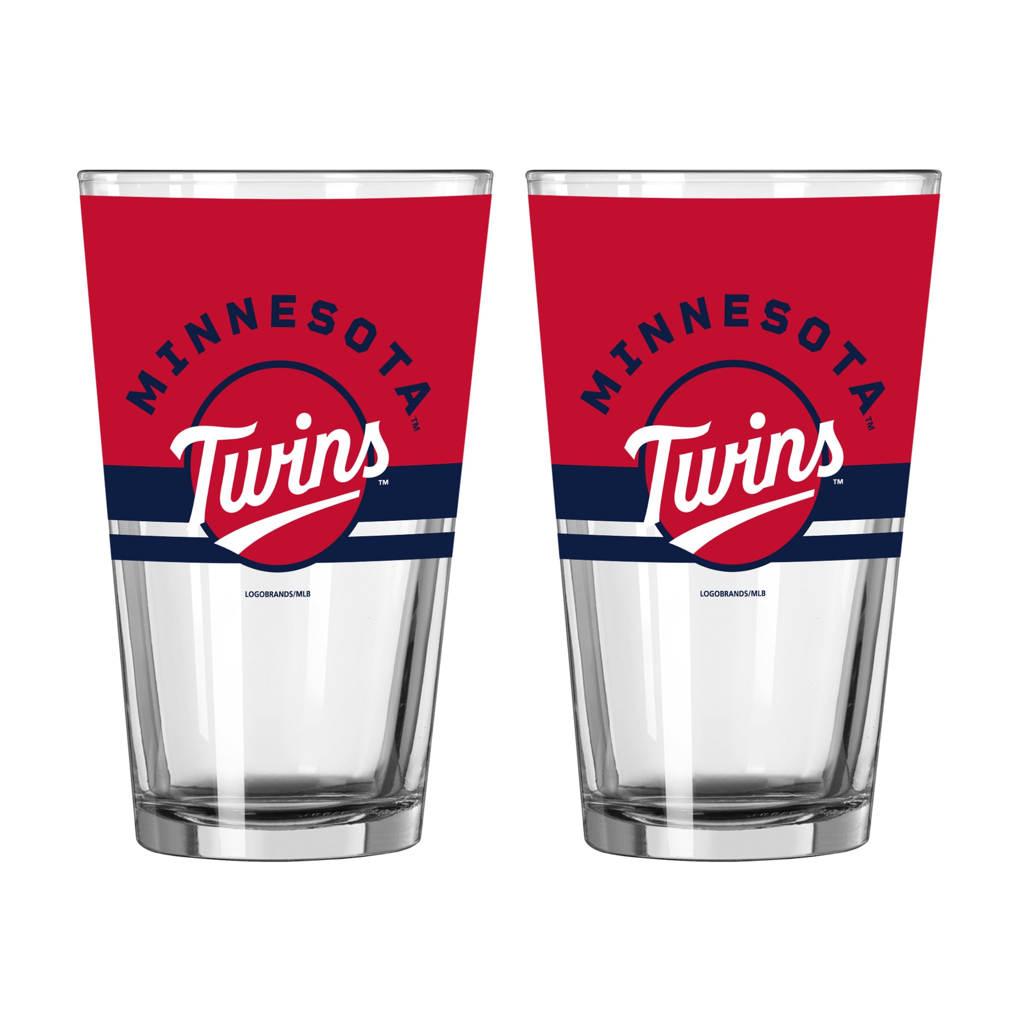 Ensemble de deux verres à bière Horizon 16 oz Logo Brands Minnesota Twins