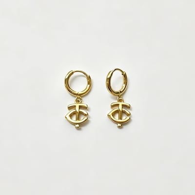 Minnesota Twins LUV AJ  Logo Charm Huggie Earrings 
