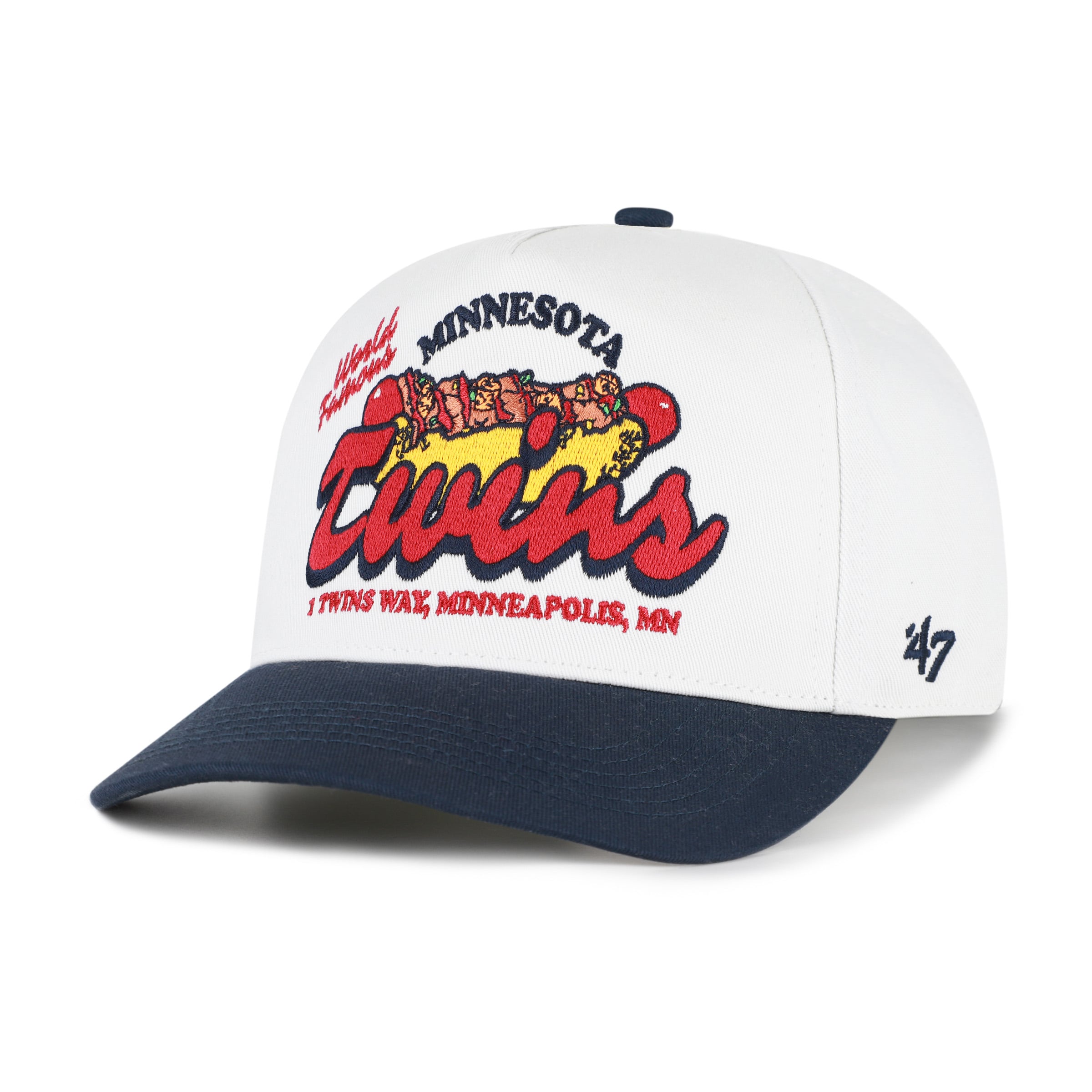 Men's '47 White/Navy Minnesota Twins Glizzy Collection Hitch Adjustable Hat