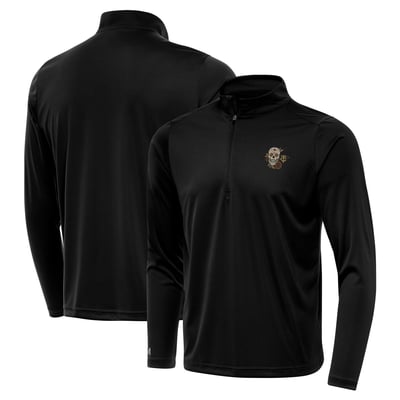 Minnesota Twins Antigua Sugar Skull Tribute Quarter-Zip Pullover - Black