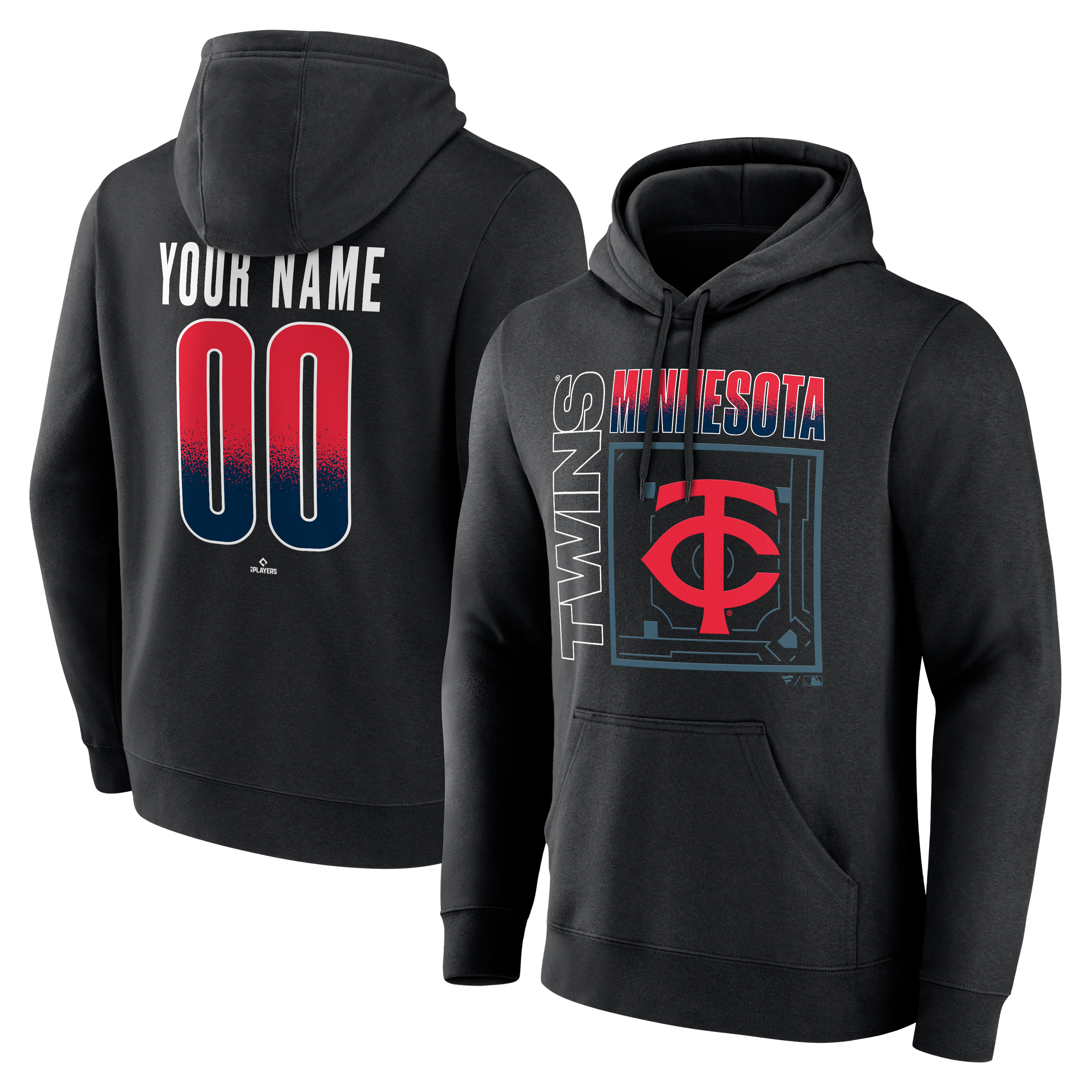 Men's Black Minnesota Twins Home Field Pop Personalized Name & Number Hoodie