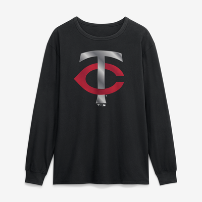 Minnesota Twins  Metallic Mascot Long Sleeve T-Shirt - Black