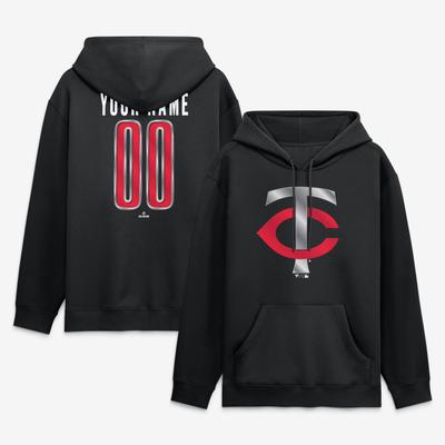 Minnesota Twins  Metallic Mascot Personalized Name & Number Hoodie - Black