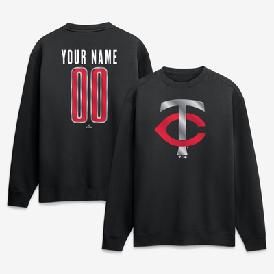 Minnesota Twins  Metallic Mascot Personalized Name & Number Sweatshirt - Black