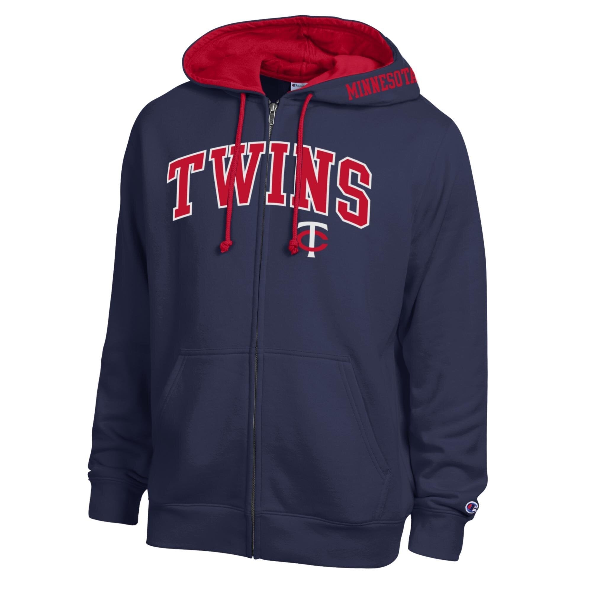 Men's Champion Navy Minnesota Twins Fleece Full-Zip Hoodie