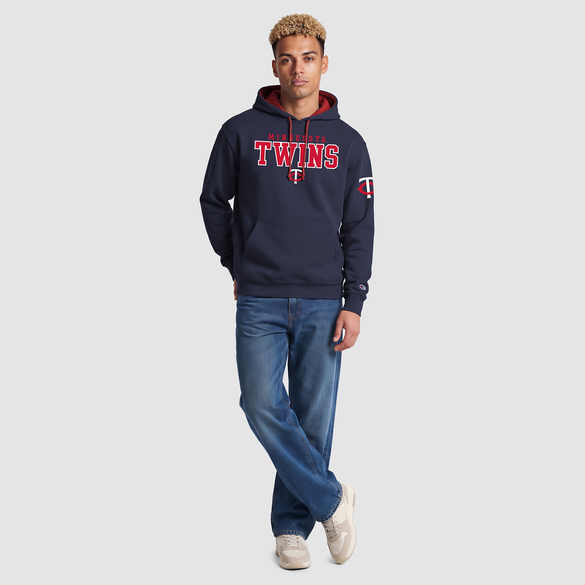 Sweat à capuche polaire Champion bleu marine Minnesota Twins pour homme