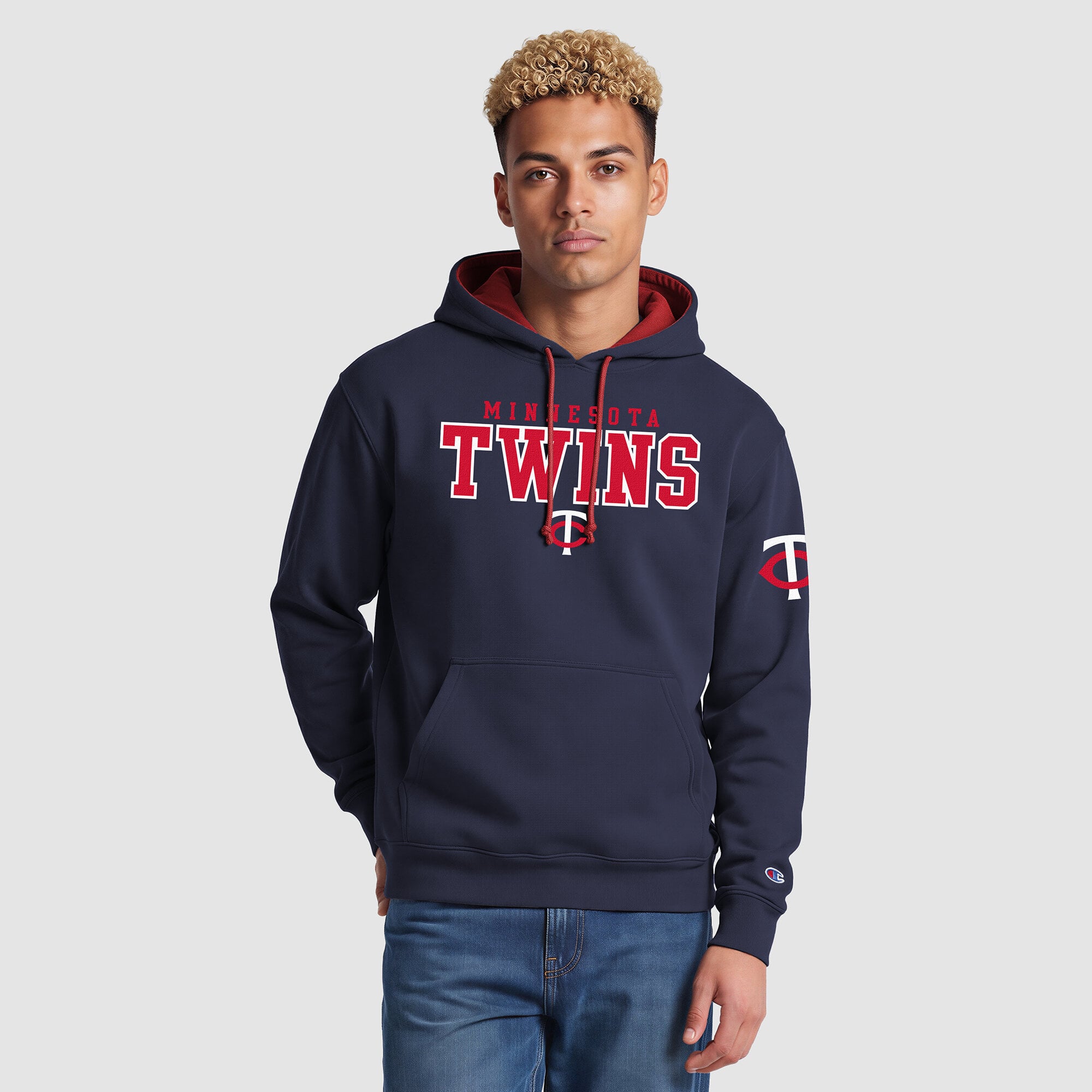 Sweat à capuche polaire Champion bleu marine Minnesota Twins pour homme