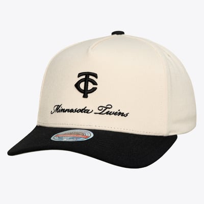  Minnesota Twins Mitchell & Ness Flawless Stretch Snapback Hat - Cream/Black