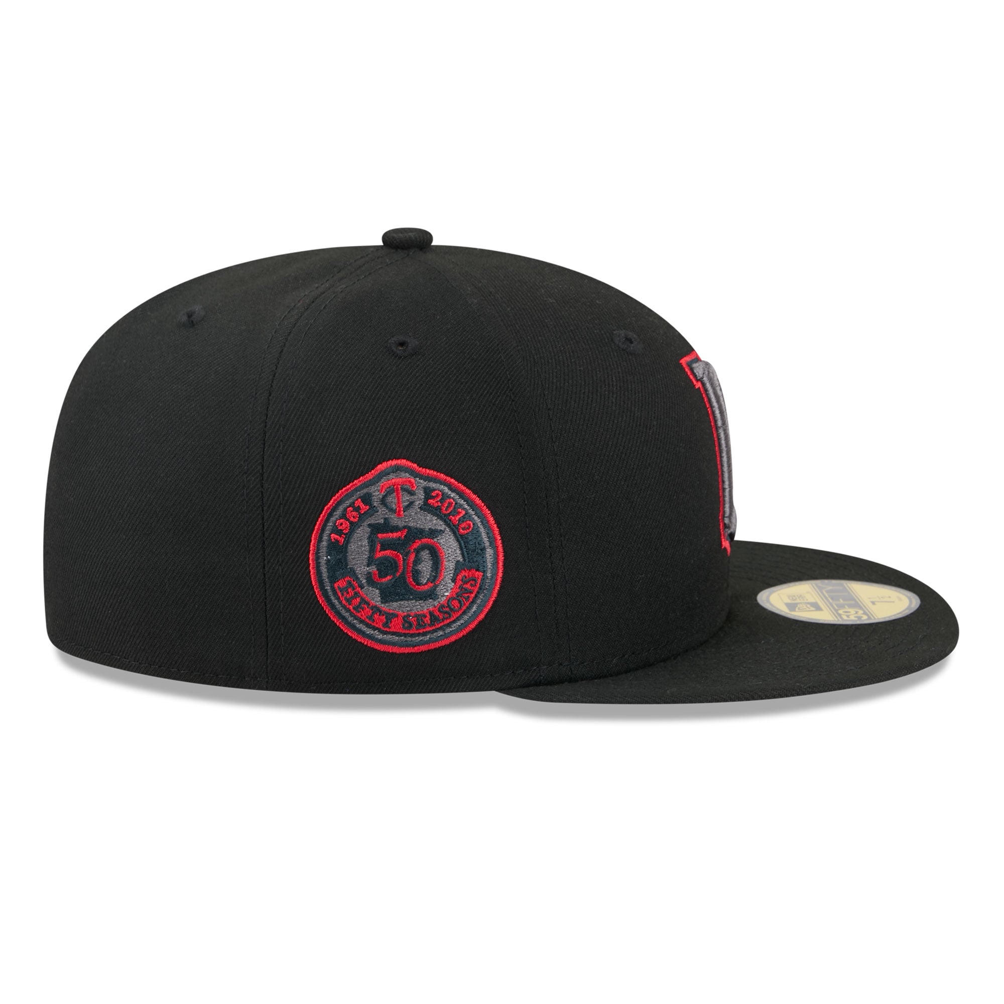 Casquette ajustée New Era 59FIFTY pour homme, noire, Minnesota Twins, coloris pop