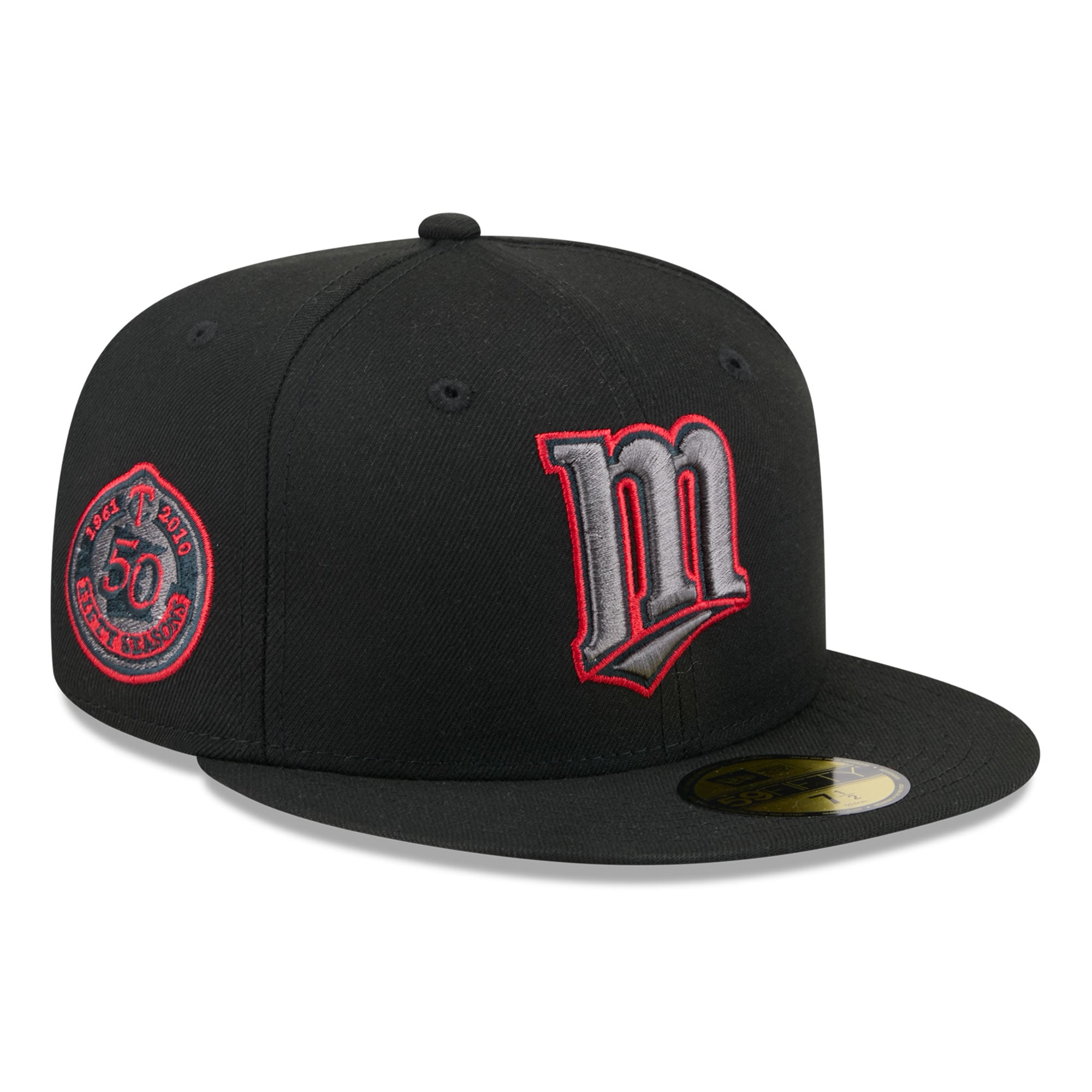 Casquette ajustée New Era 59FIFTY pour homme, noire, Minnesota Twins, coloris pop