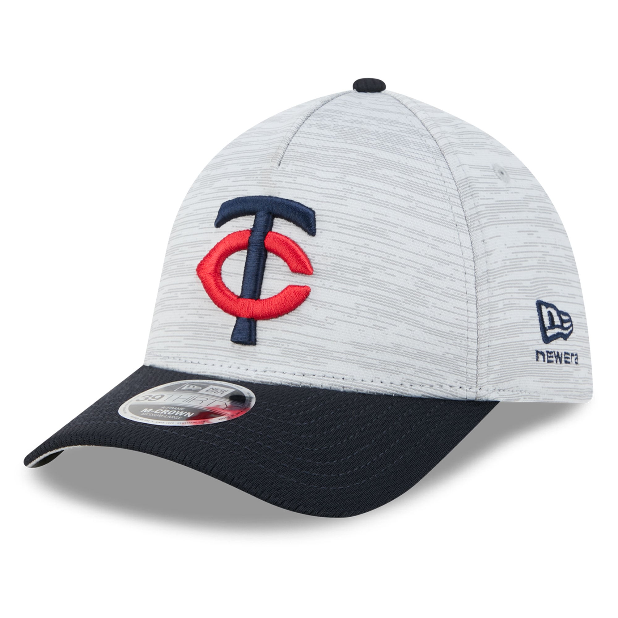 Casquette New Era Tech 39THIRTY Flex grise et marine Minnesota Twins pour homme