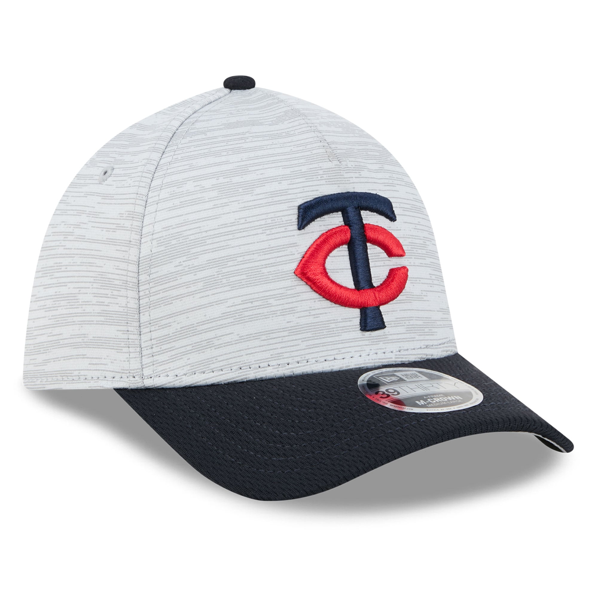 Casquette New Era Tech 39THIRTY Flex grise et marine Minnesota Twins pour homme