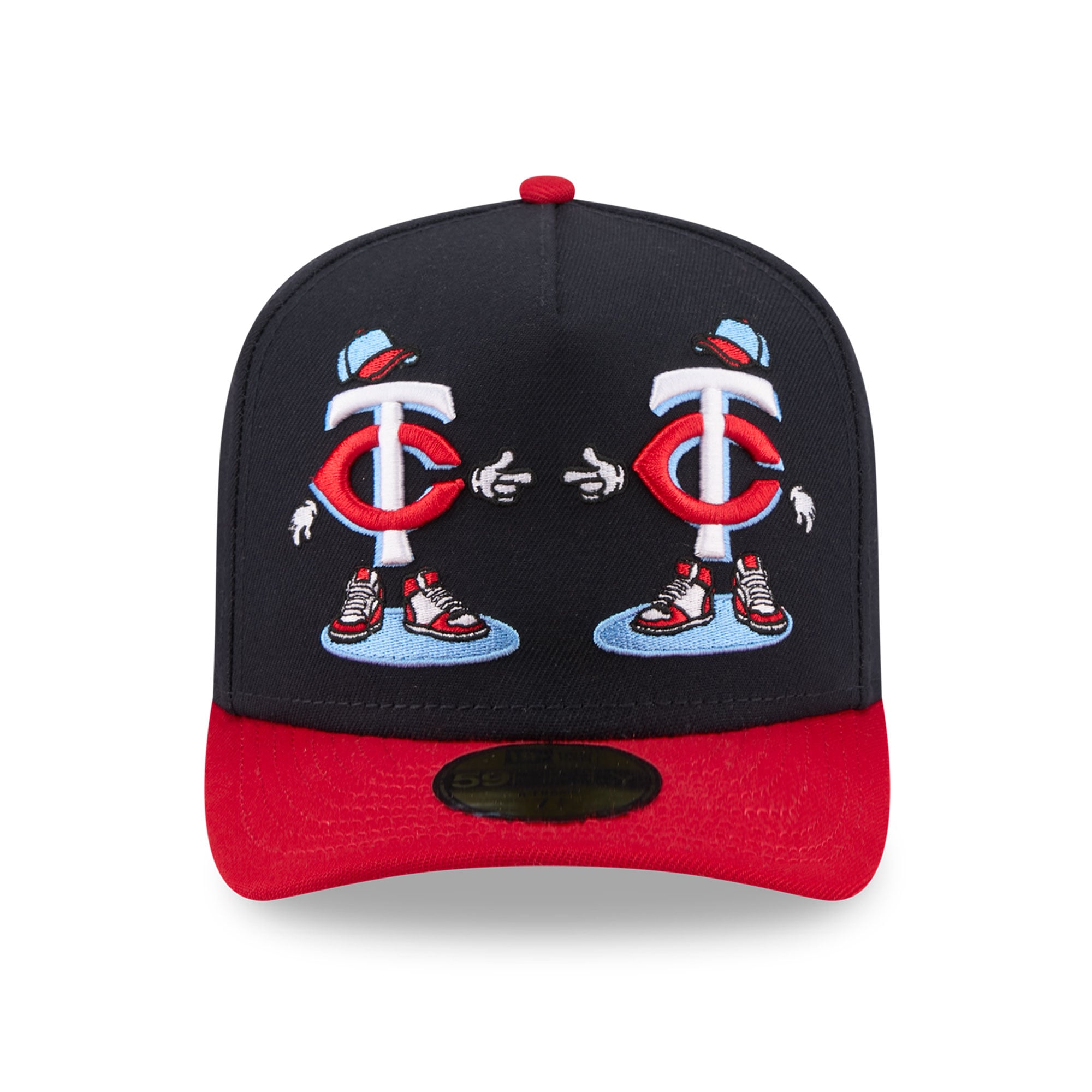 Men's New Era Navy/Red Minnesota Twins Cartoon A-Frame 59FIFTY Fitted Hat