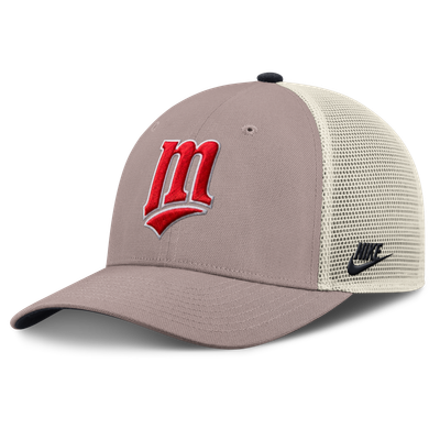 Minnesota Twins Nike Rise Adjustable Trucker Hat - Khaki