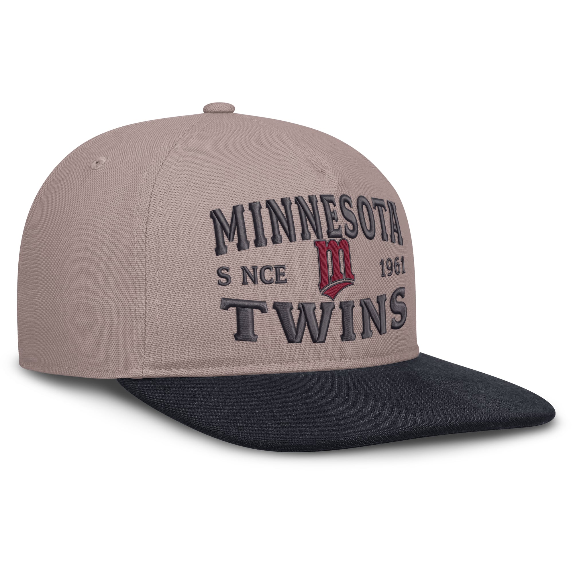 Casquette ajustable Nike pour homme, marron clair/marine Minnesota Twins Cooperstown Pro 5 panneaux
