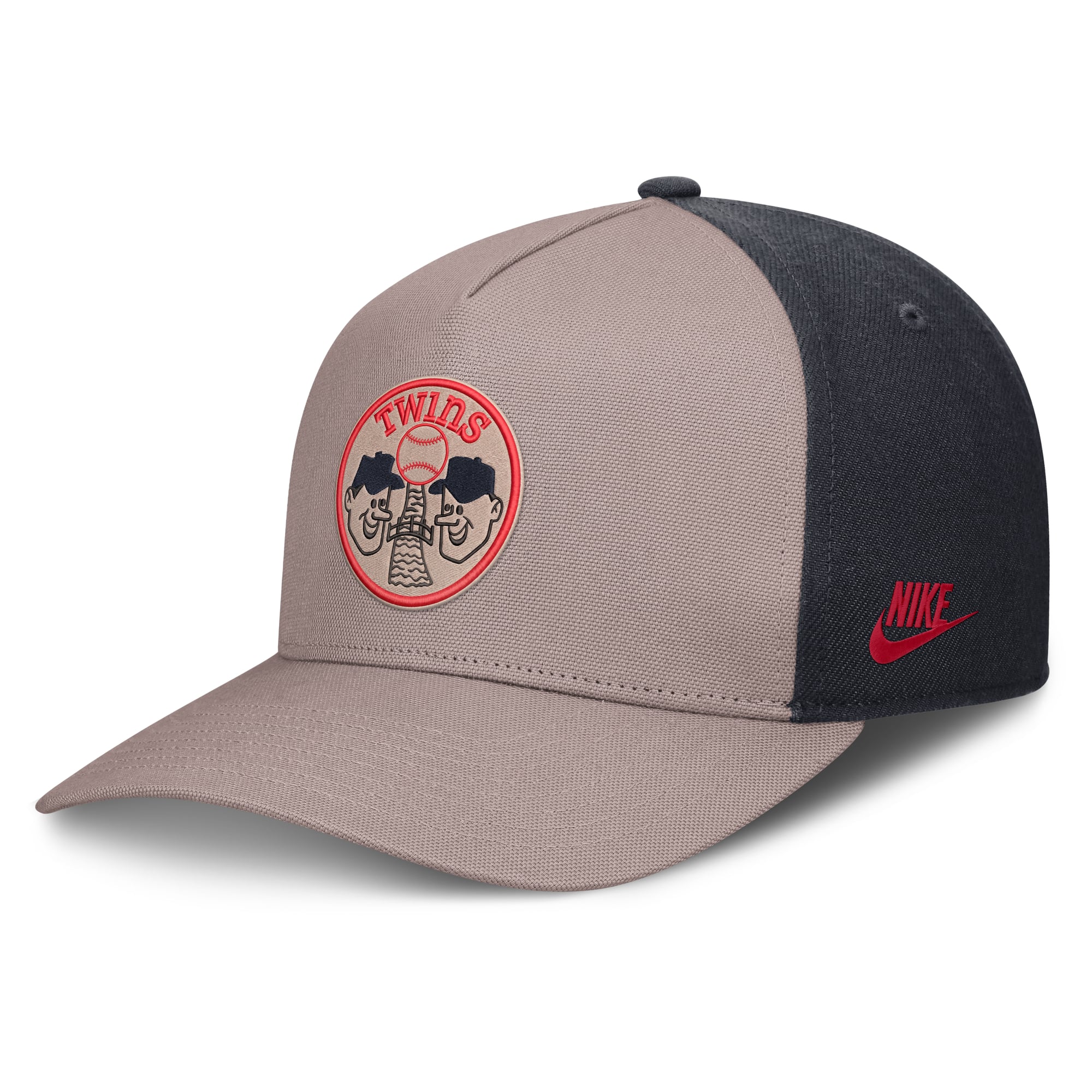 Casquette ajustable Nike pour homme, marron clair/marine Minnesota Twins Cooperstown Rise A-Frame