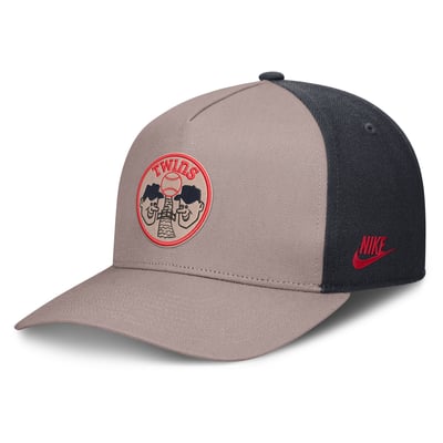 Minnesota Twins Nike Cooperstown Rise A-Frame Adjustable Hat - Light Brown/Navy