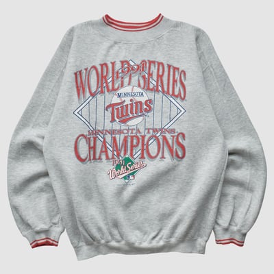 Minnesota Twins Garment Graphic 1991 Pullover Sweatshirt - Heather Gray - S by Fanatics Real Vintage