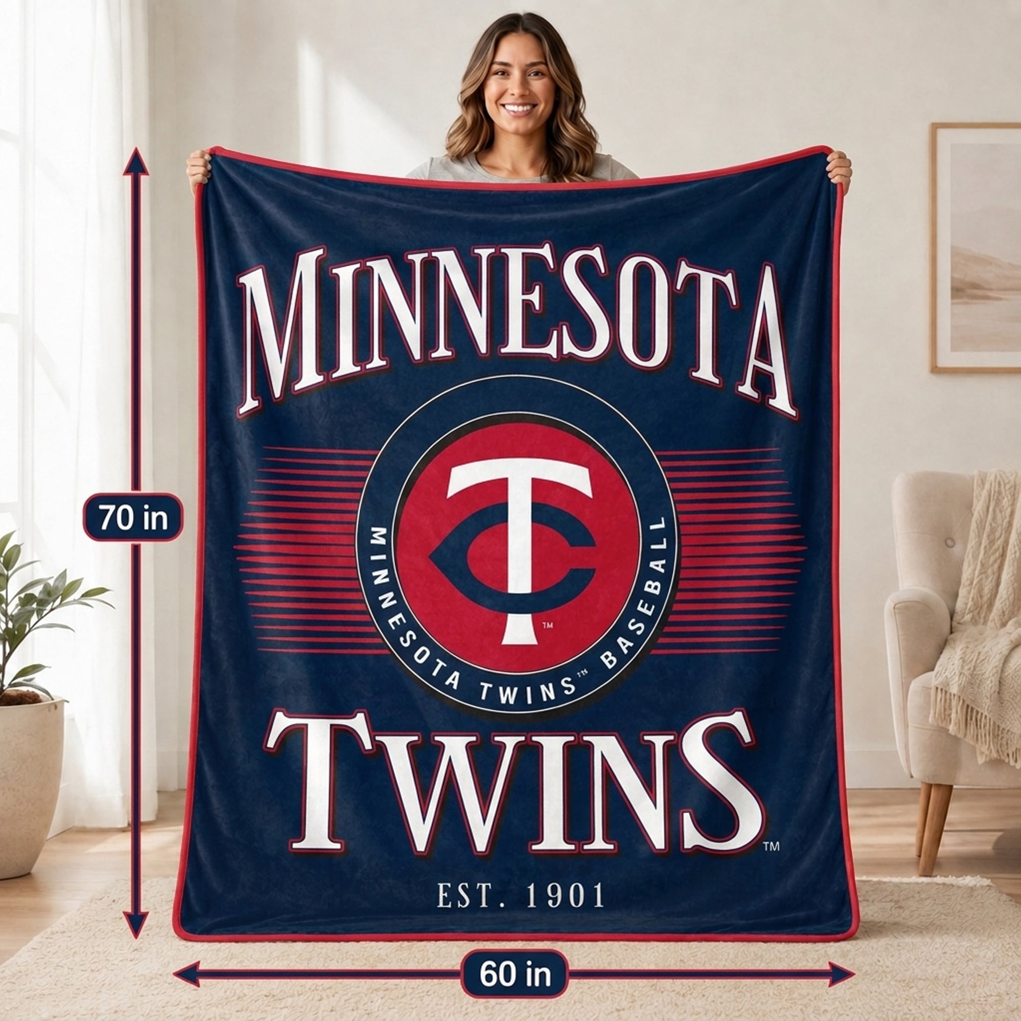 Couverture ultra douce Pegasus Minnesota Twins Spotlight Arch 60" x 70"