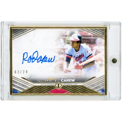 Rod Carew Minnesota Twins Autographed 2021 Topps Transcendence Gold Frame Hall Of Fame #THOFV-RC #2/20 Card