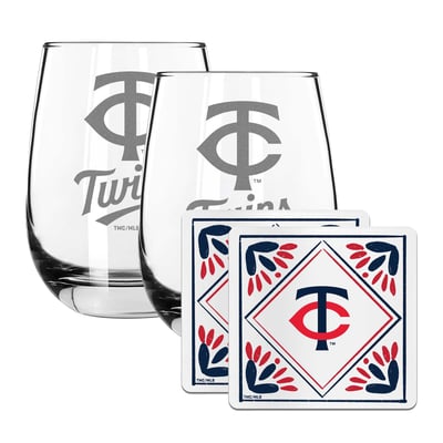Minnesota Twins The Memory Company 15oz. Stemless Wine Glass & Coaster Set