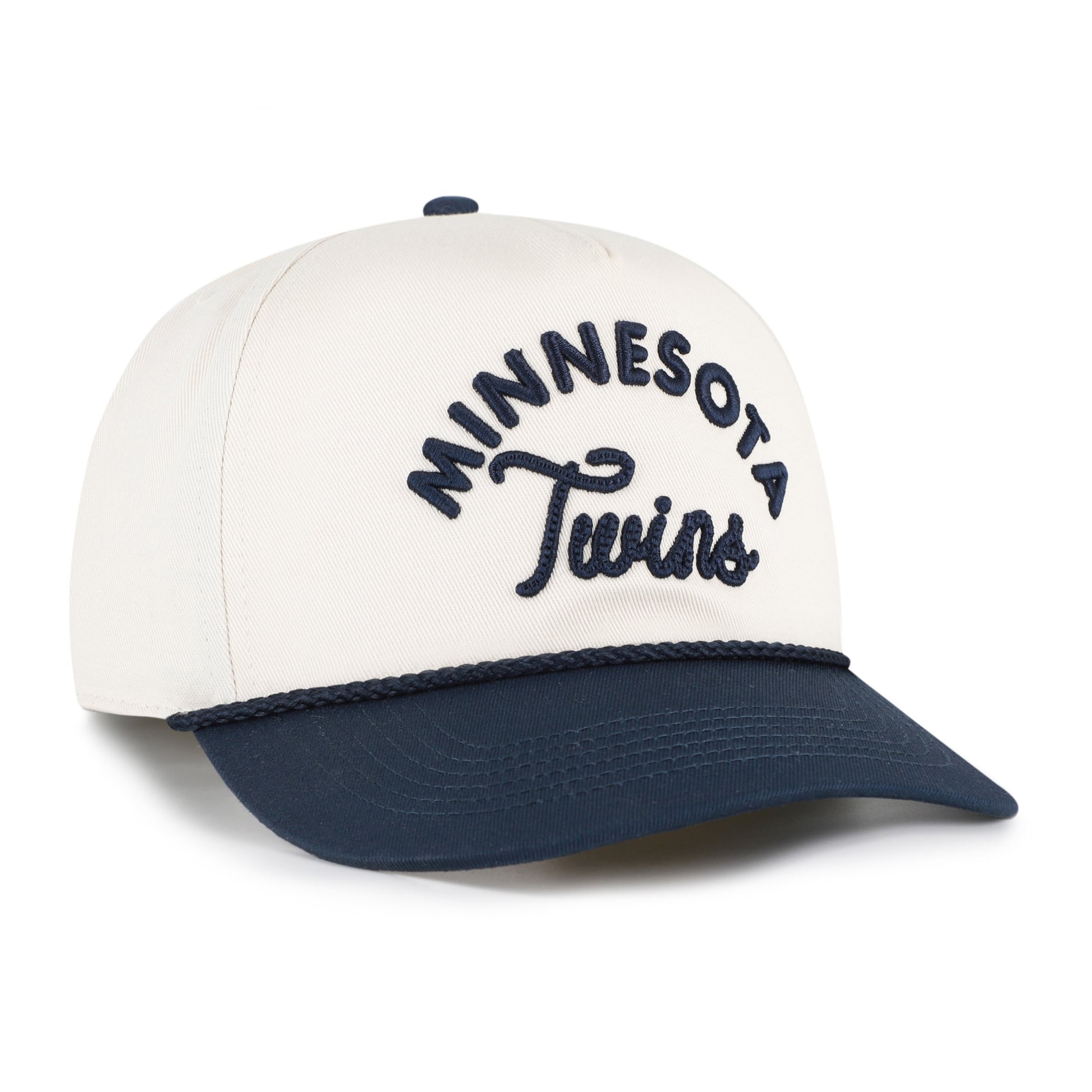 Unisex '47 Natural/Navy Minnesota Twins Rope Script Hitch Adjustable Hat