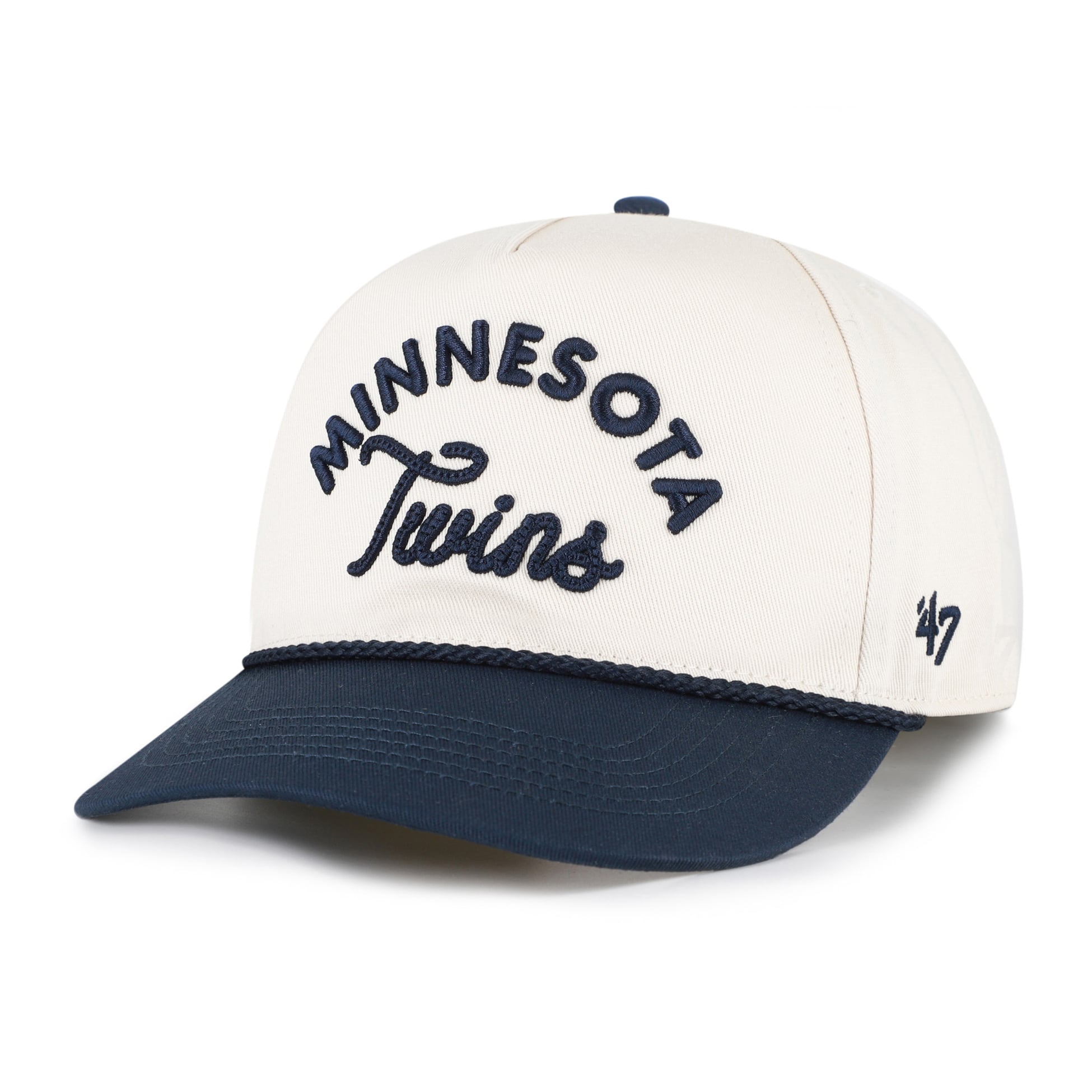 Unisex '47 Natural/Navy Minnesota Twins Rope Script Hitch Adjustable Hat
