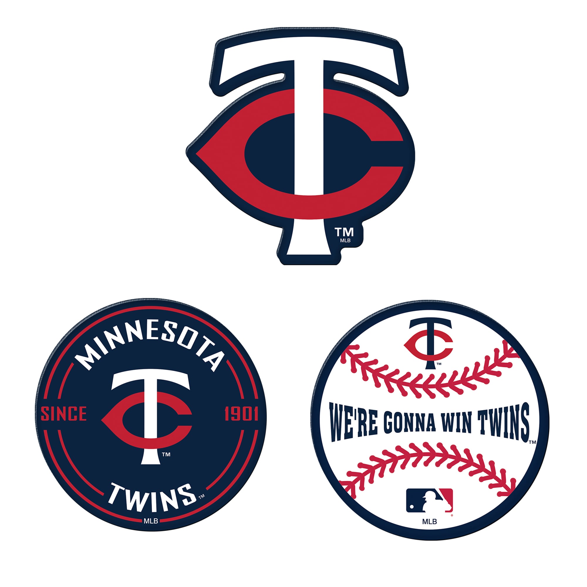 WinCraft Minnesota Twins 3-Pack Premium Fridge Magnet Set