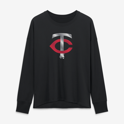 Minnesota Twins Women's Metallic Mascot Long Sleeve T-Shirt - Black