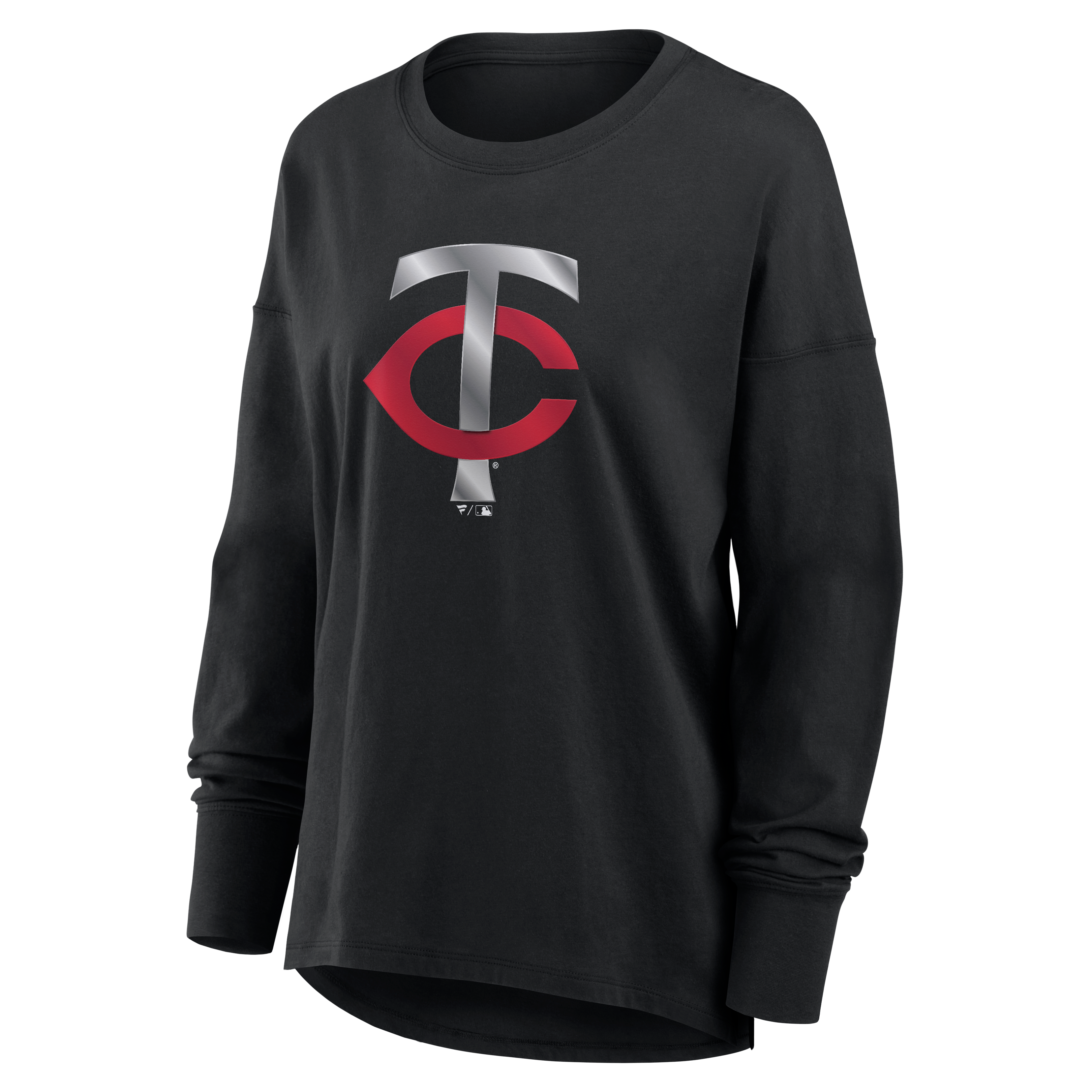 Women's Black Minnesota Twins Metallic Mascot Long-Sleeve T-Shirt