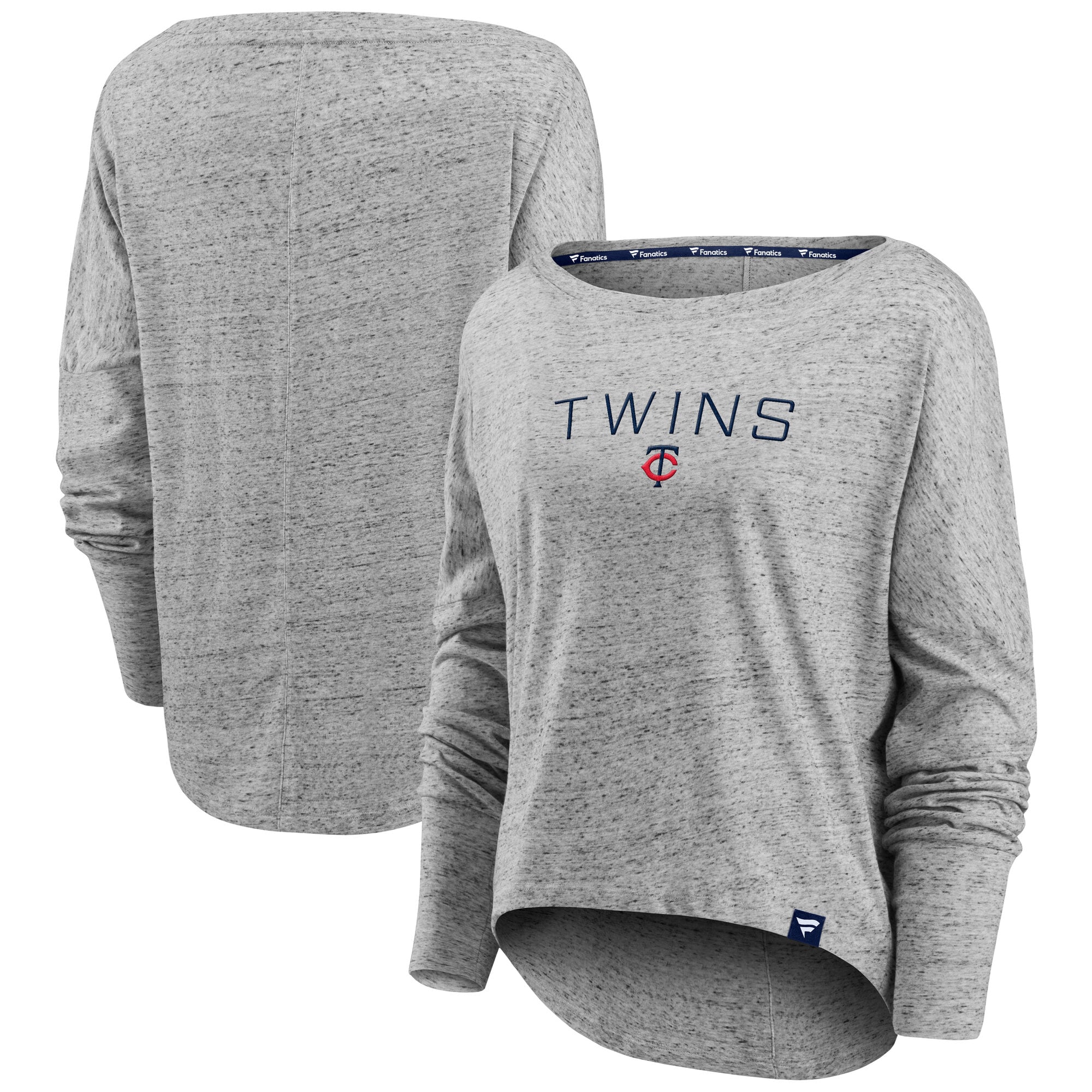 T-shirt à manches longues Fanatics gris Minnesota Twins Nostalgia pour femmes