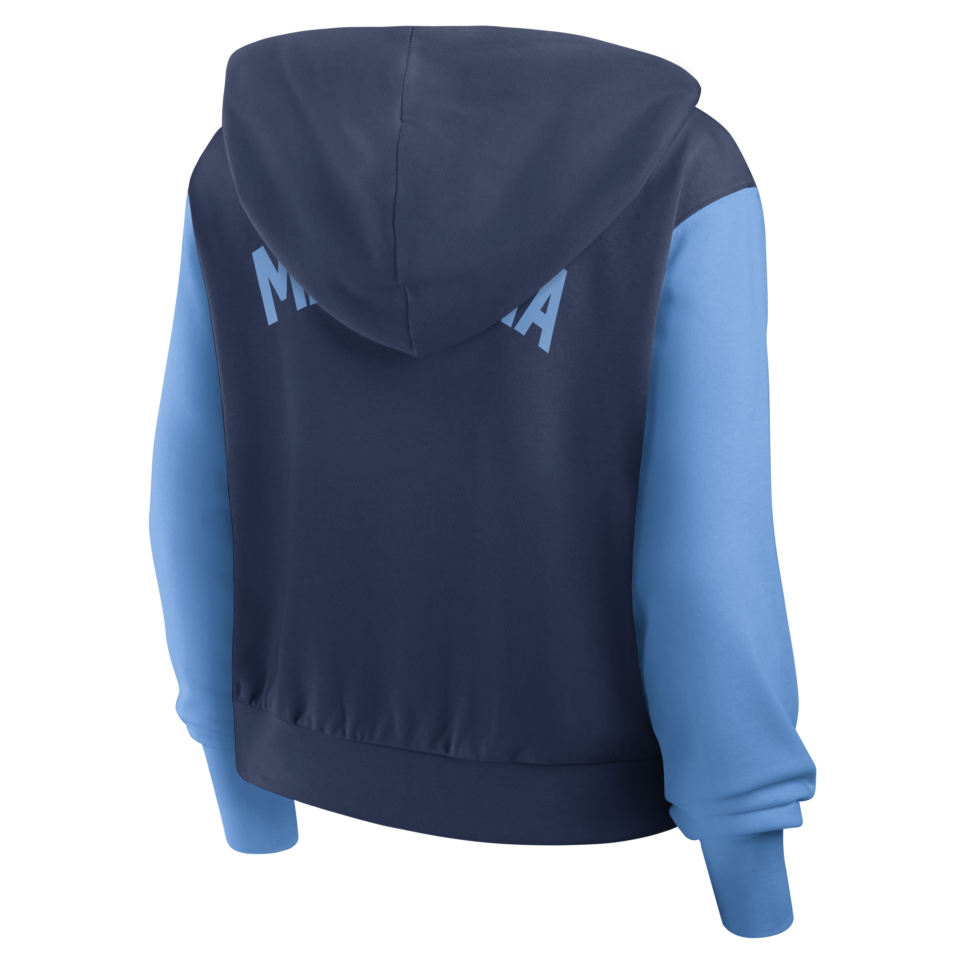 Sweat à capuche court zippé Nike pour femme, bleu marine/bleu clair, collection Minnesota Twins Cooperstown